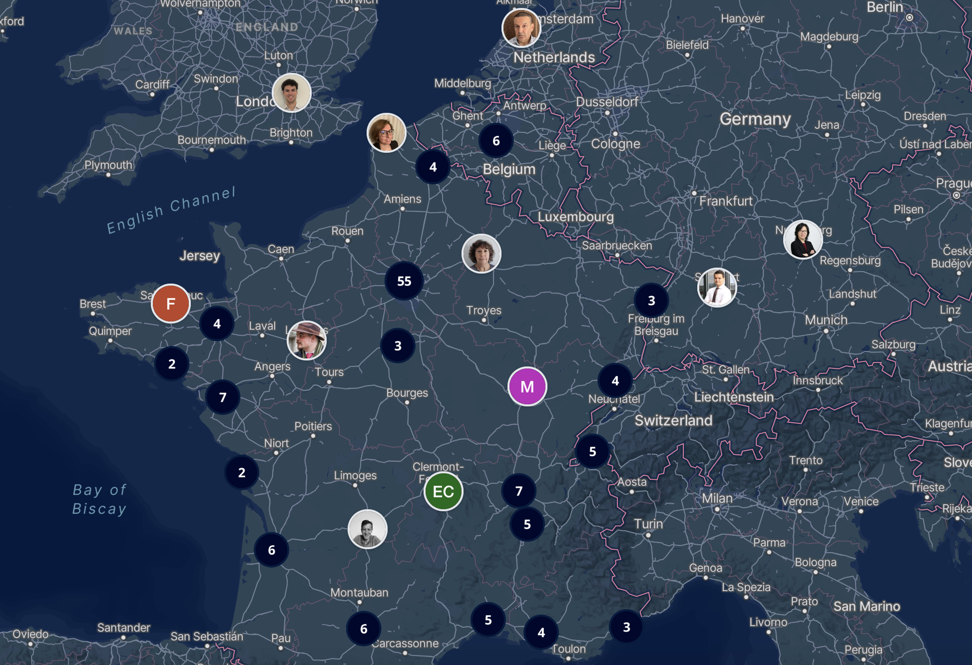 Aperçu Réseau et carte des membres